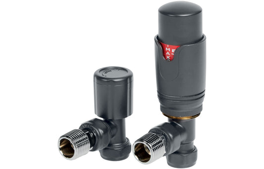 Round Thermostatic Anthracite Radiator Valves