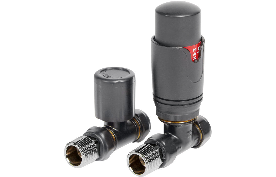 Round Thermostatic Anthracite Radiator Valves